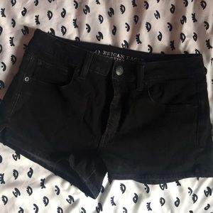 American eagle high rise black denim shorts